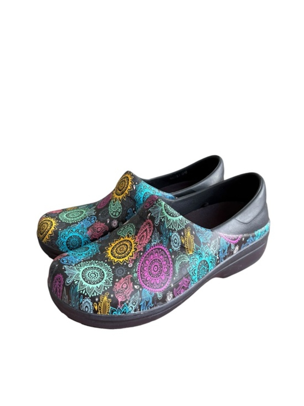 Crocs Neria ProII multicolor Floral Graphic Slip Resistant Clogs Womens Size 10.